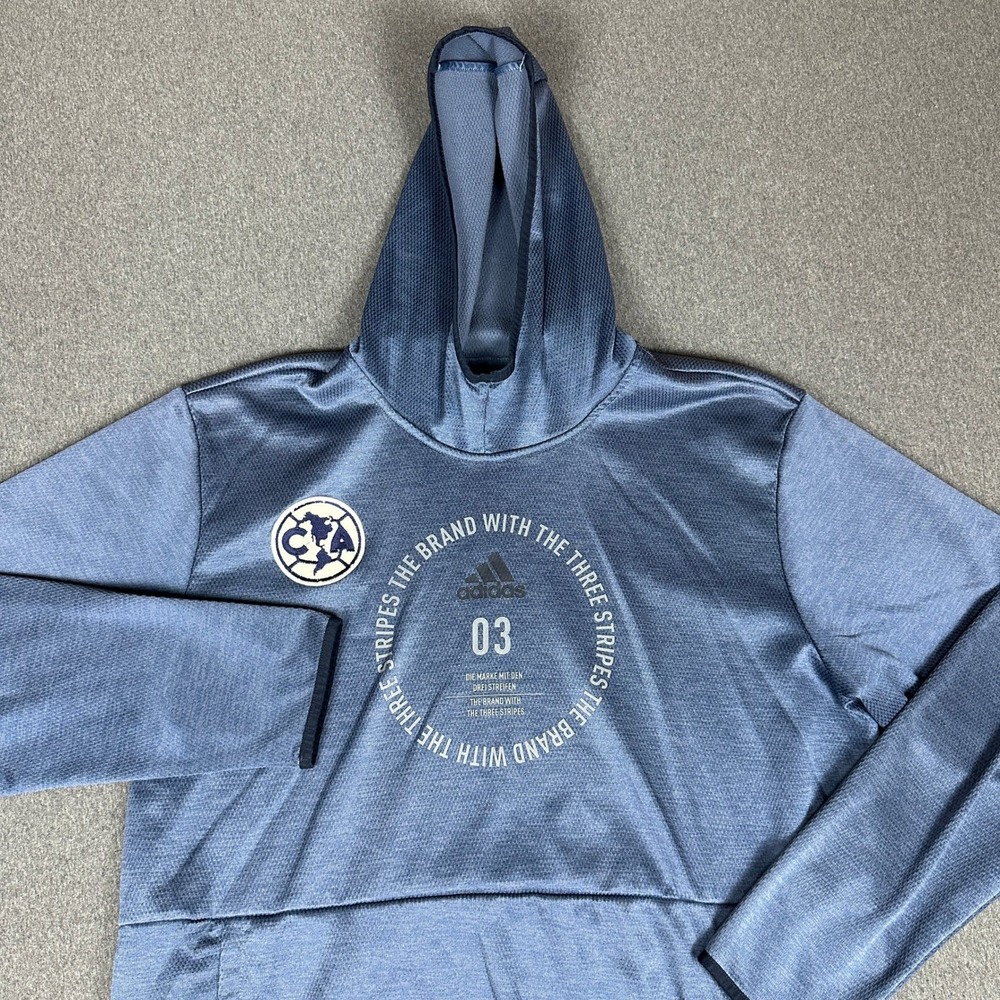 Adidas Men's Team Issue Badge of Sport Hoodie Climawarm Blue W/Pockets Size XL